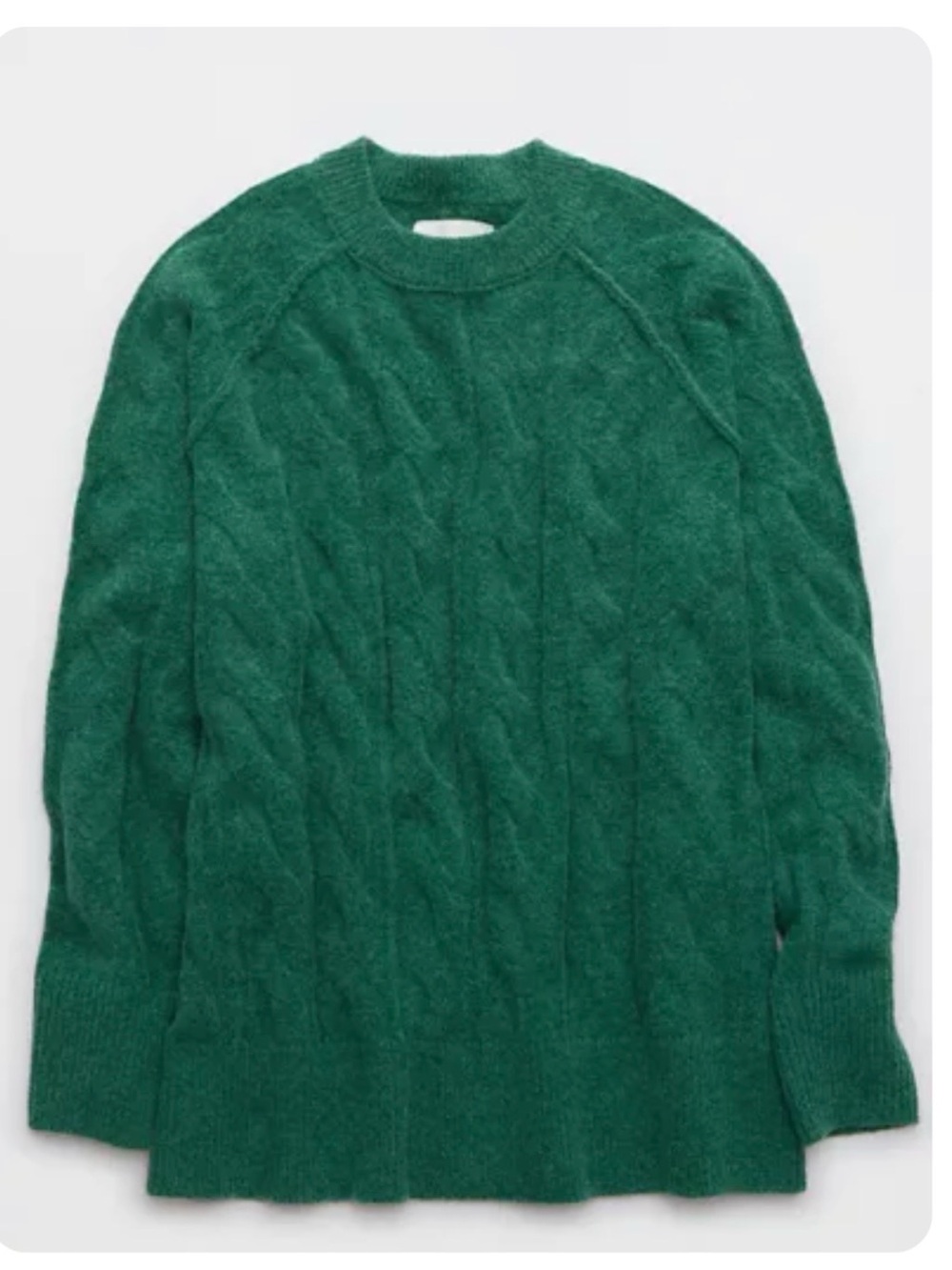 Aerie Cable Knit Scoop Neck Sweater - Green